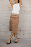 Jordan Denim Skirt in Tan FINAL SALE
