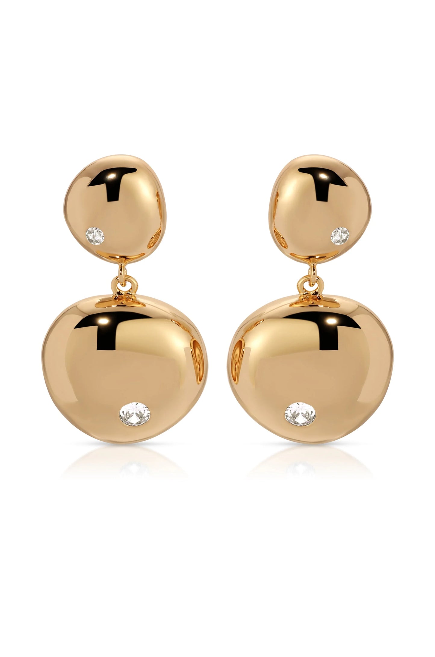 Polished Double Pebble Drop Earrings