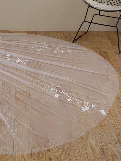 Delicate 3D Flower Lace Cathedral Veil Bridal Veil Wedding Veil