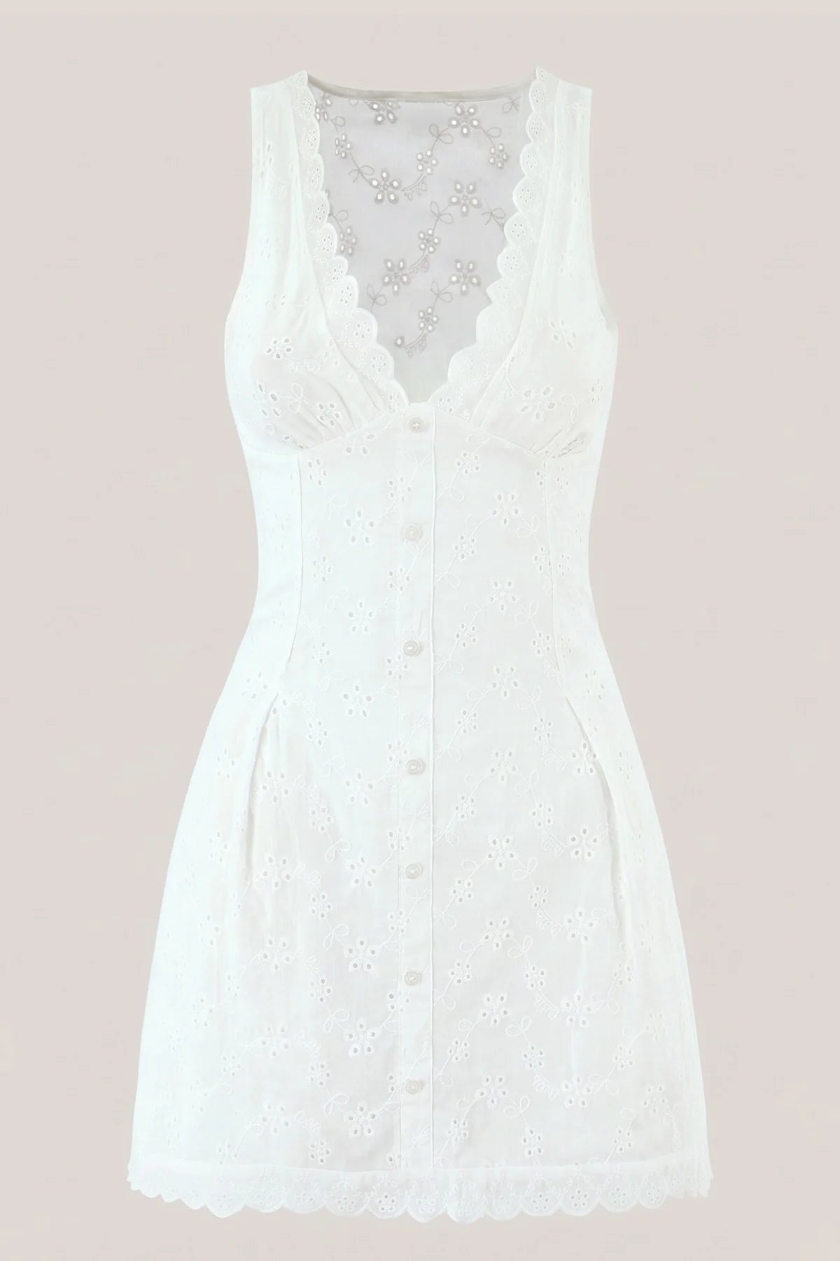 White V Neck Floral Print A Line Mini Dress