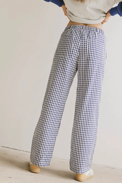 Romero Gingham Pants in Navy FINAL SALE