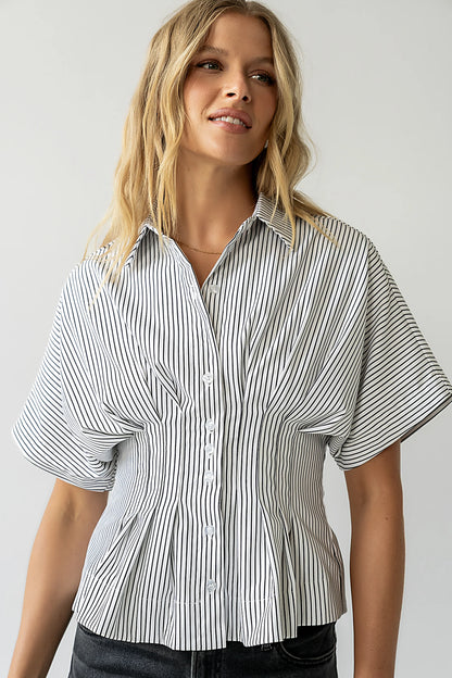 Alec Striped Blouse in White