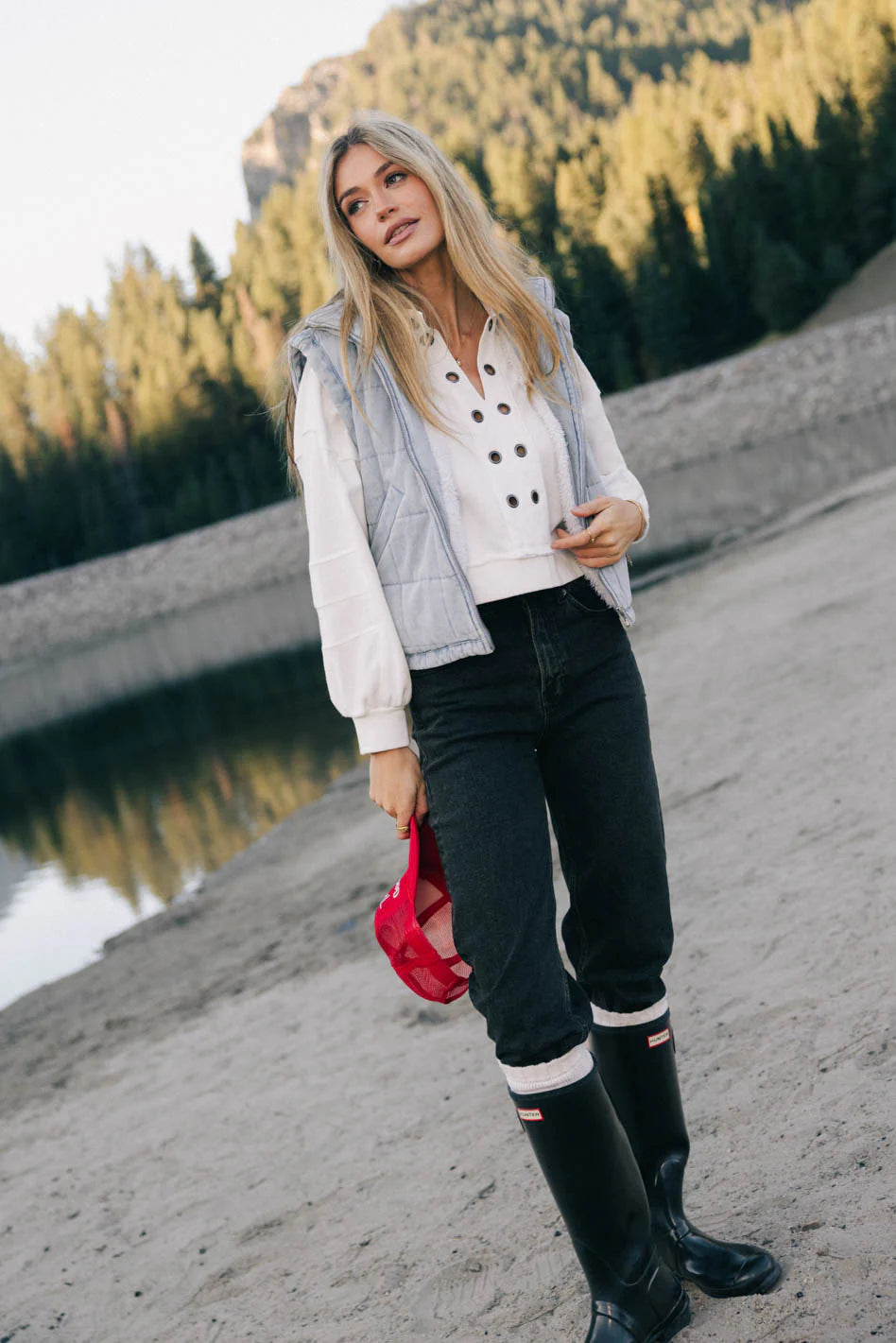 Audren Quilted Denim Vest FINAL SALE