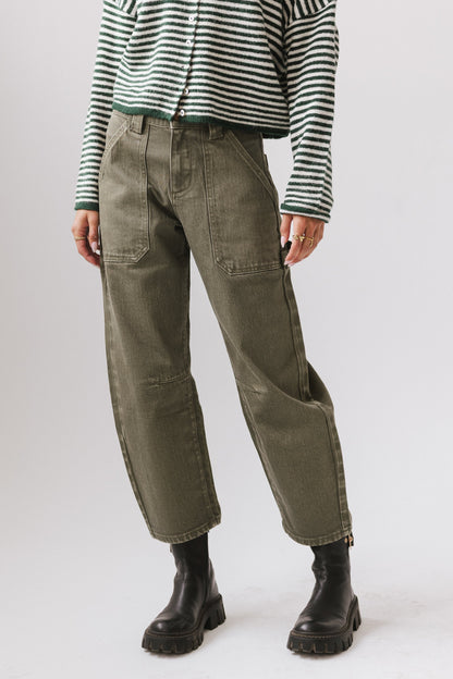 Scottie Barrel Jeans in Olive FINAL SALE