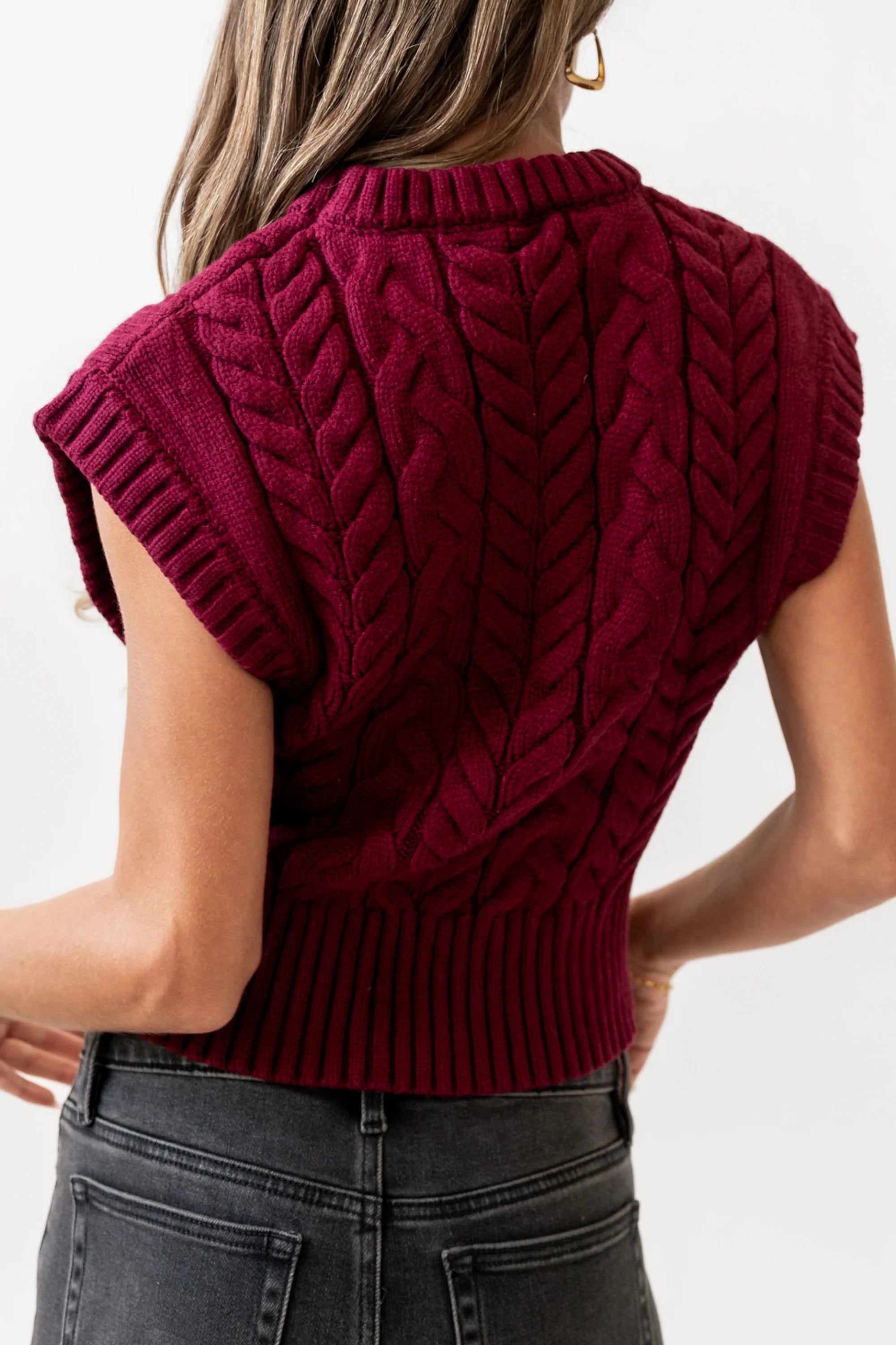 Lennie Cable Knit Top in Burgundy FINAL SALE