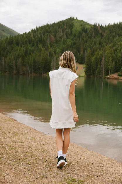 Emory Quarter Zip Dress in Ivory FINAL SALE
