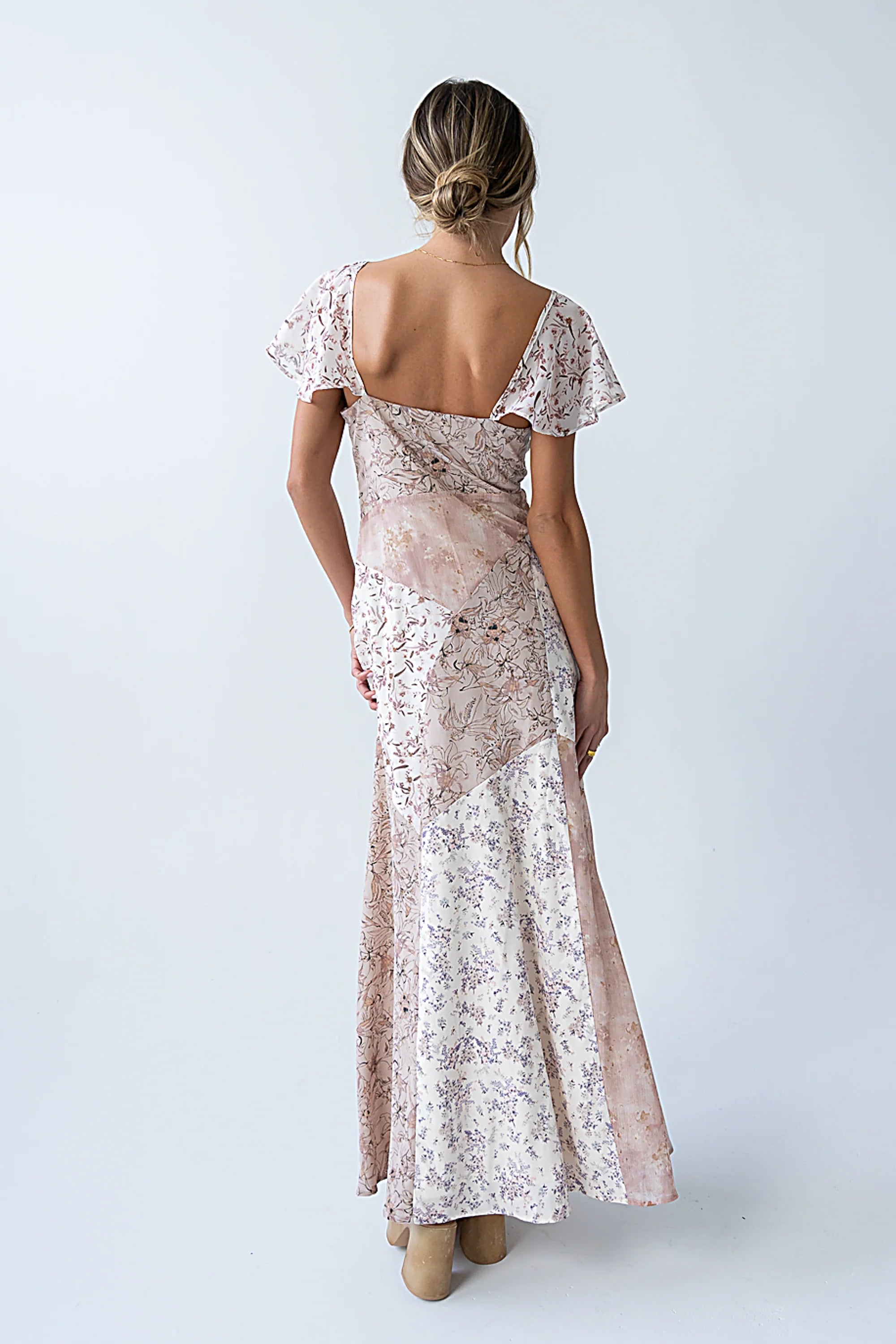 Zola Patchwork Maxi Dress in Ivory