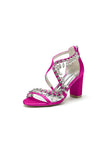Sexy Open Toe Thin Strap Chunky Heels With Rhinestone