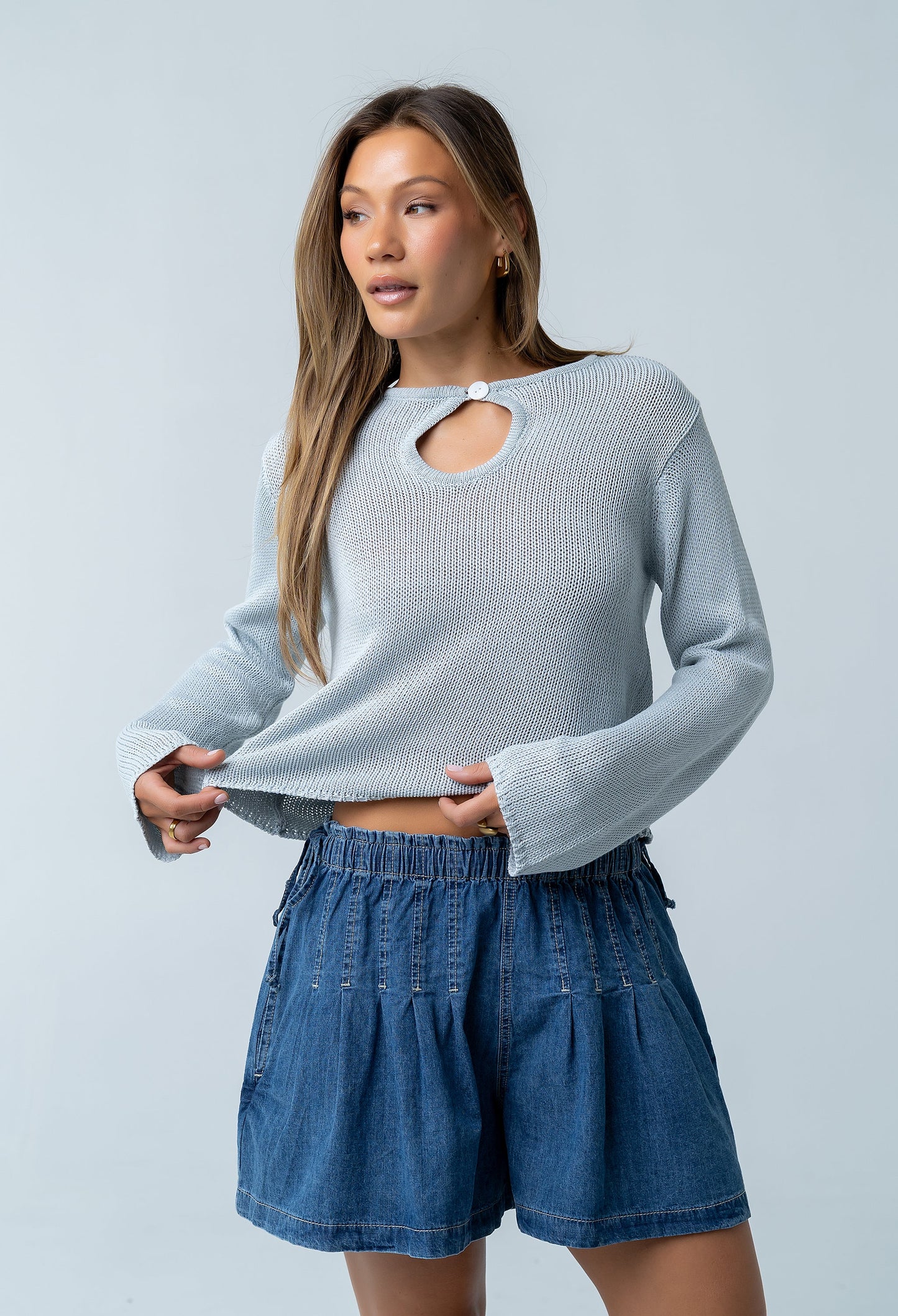Reika Pleated Denim Shorts
