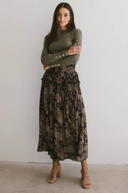 Lonnie Button Sleeve Sweater in Green FINAL SALE