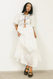 Elvie Peplum Tie Blouse in White FINAL SALE