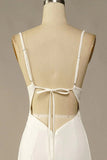 Simple Spaghetti Straps Long Soft Satin Ivory Mermaid Beach Wedding Dresses