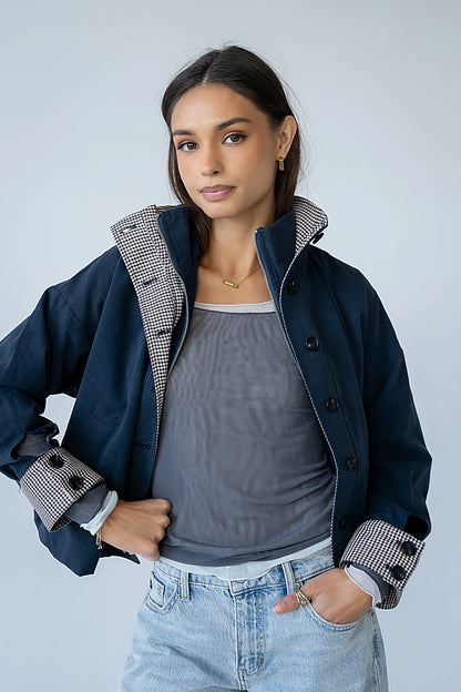Colette Oversized Trench Jacket in Navy