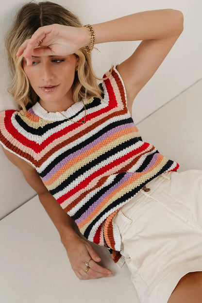 Lexi Sweater Top in Striped FINAL SALE