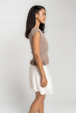 Misha Ruffle Top in Taupe