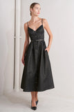 NOIR TAPESTRY NAVY GOLD MIDI DRESS