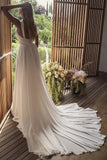 Bohemian A Line Long Chiffon Sweetheart Wedding Dresses