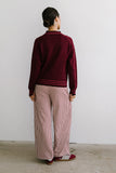 Ada Gingham Wide Leg Pants in Burgundy FINAL SALE