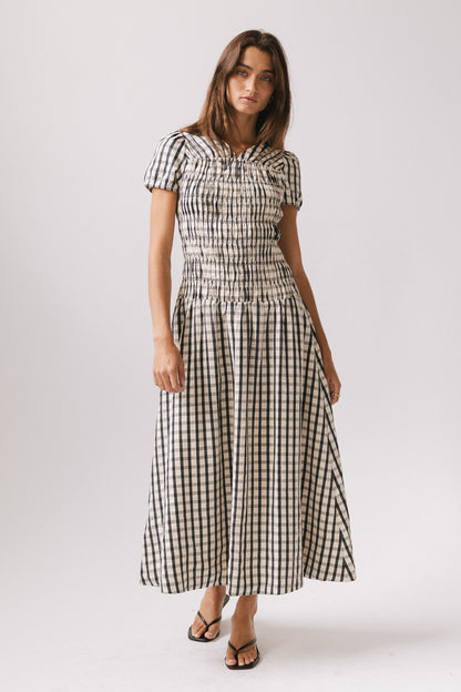 Erin Smocked Maxi Dress in Navy