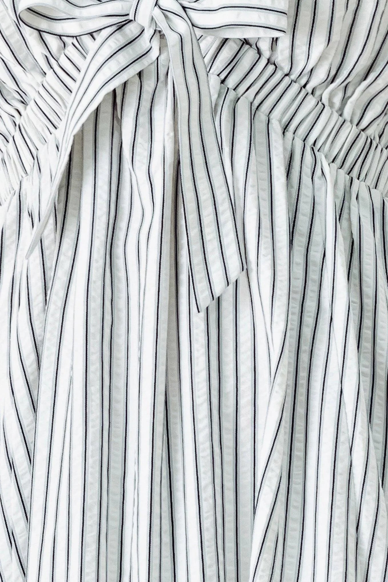 WHISPER STRIPE EMPIRE WAIST MIDI DRESS