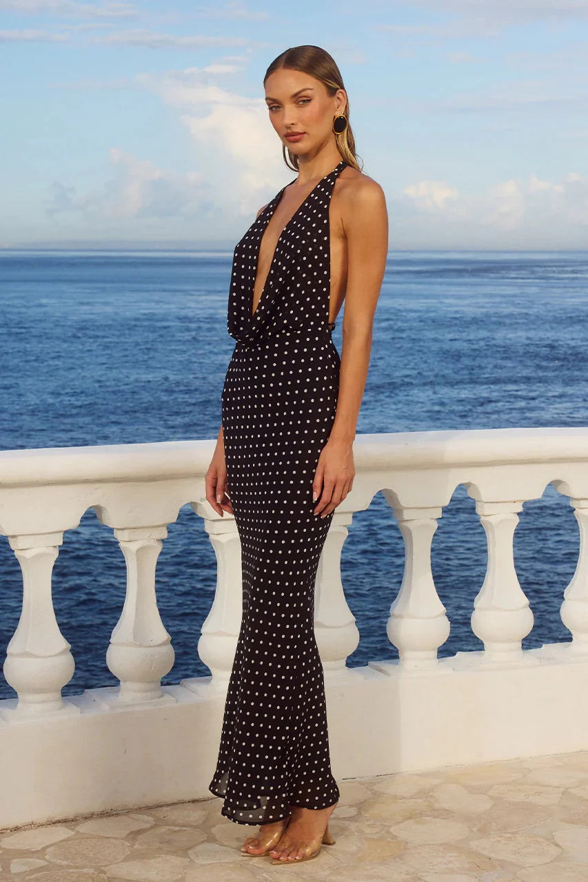 Lexie Plunge Halter Maxi Dress