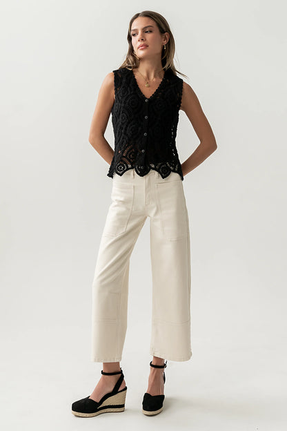 Vicky Crochet Vest in Black