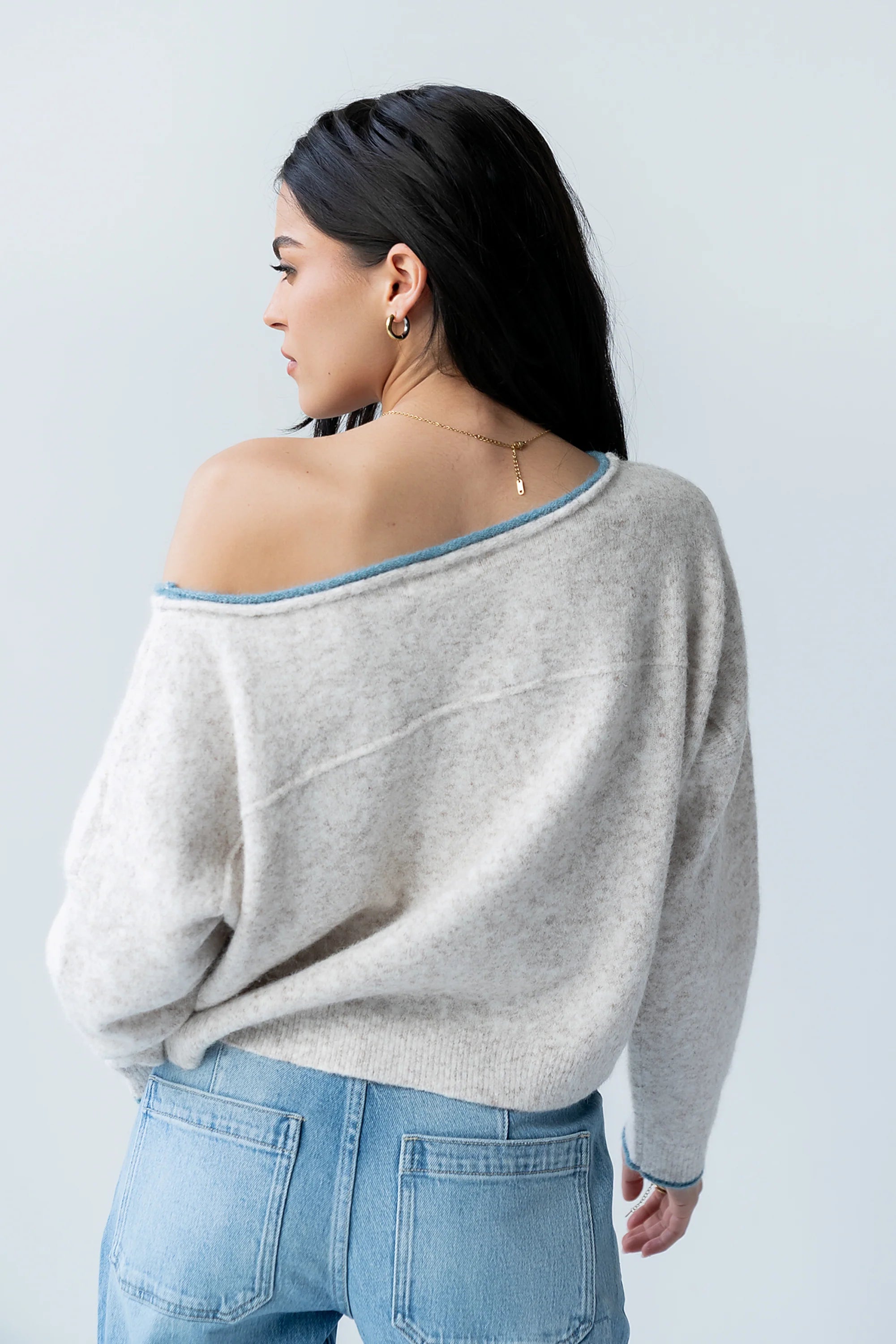 Kellie Contrast Sweater in Beige