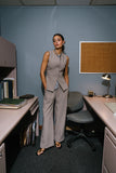 Carrie Button Up Vest in Taupe