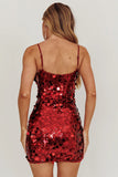ASTRA MINI DRESS SEQUIN PARTY DRESS WINE