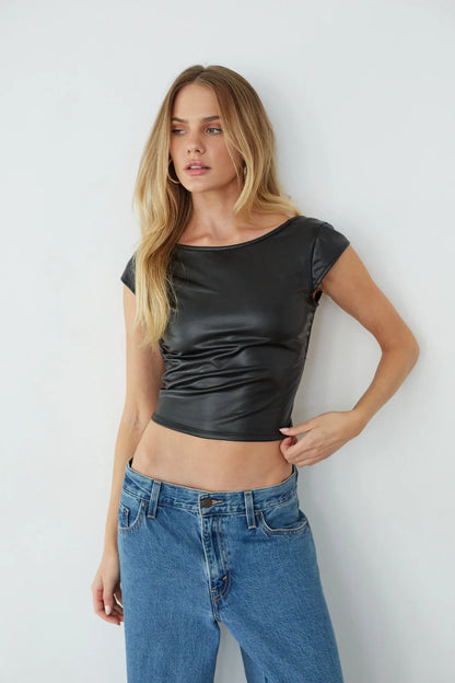 Ace Faux Leather Crop Top