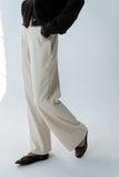 Ronda Ribbed Wide Leg Pants in Oatmeal