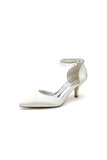 Pointed Toe Pearl Strap Kitten Heels