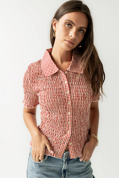 Connie Gingham Blouse in Red FINAL SALE