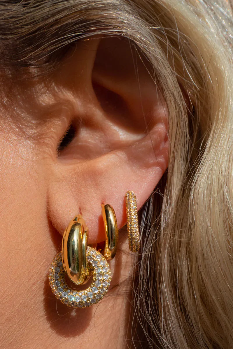 LUV AJ Pave Interlock Hoops