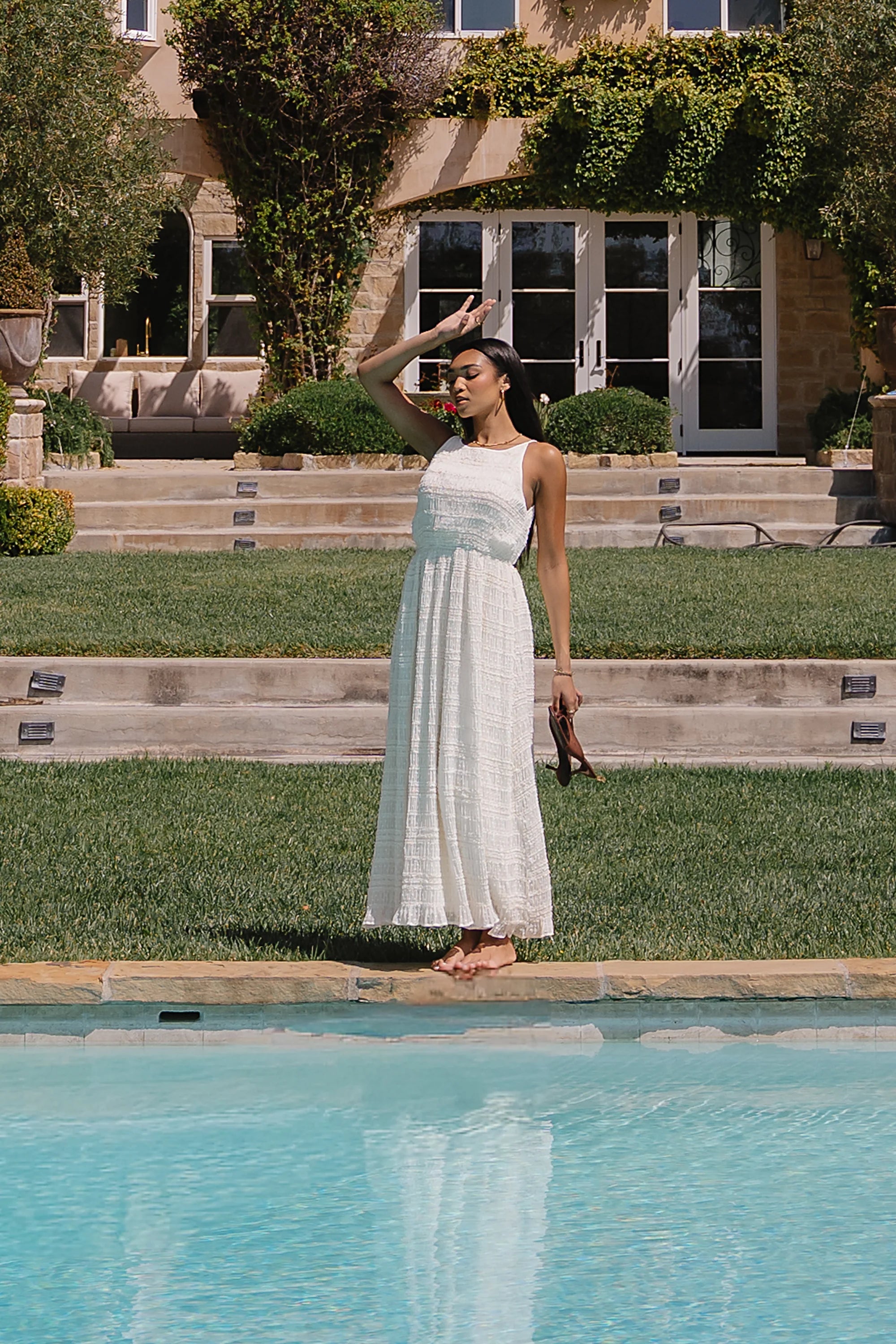Jordy Textured Maxi Dress in Cream