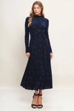Size Small VELVET GALAXY CHARM MIDI DRESS NAVY FINAL SALE