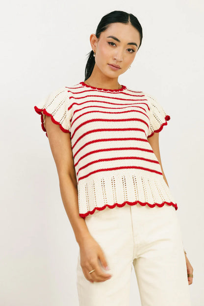 Georgie Striped Sweater in Red FINAL SALE