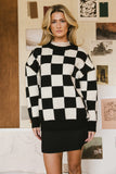 Angela Checkered Sweater in Black