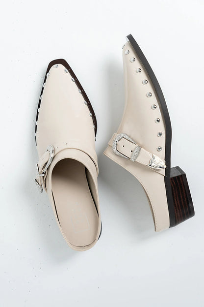 Tessa Western Mule in Bone