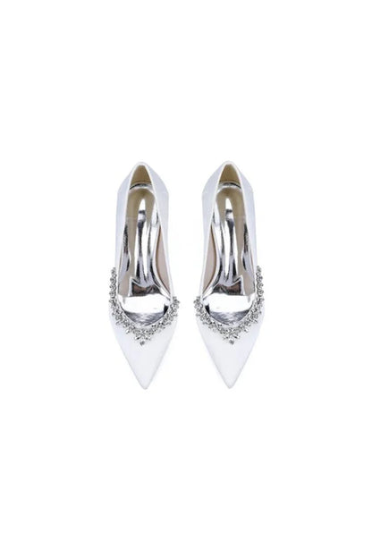Burgundy High Heels with Crystal Embellishments