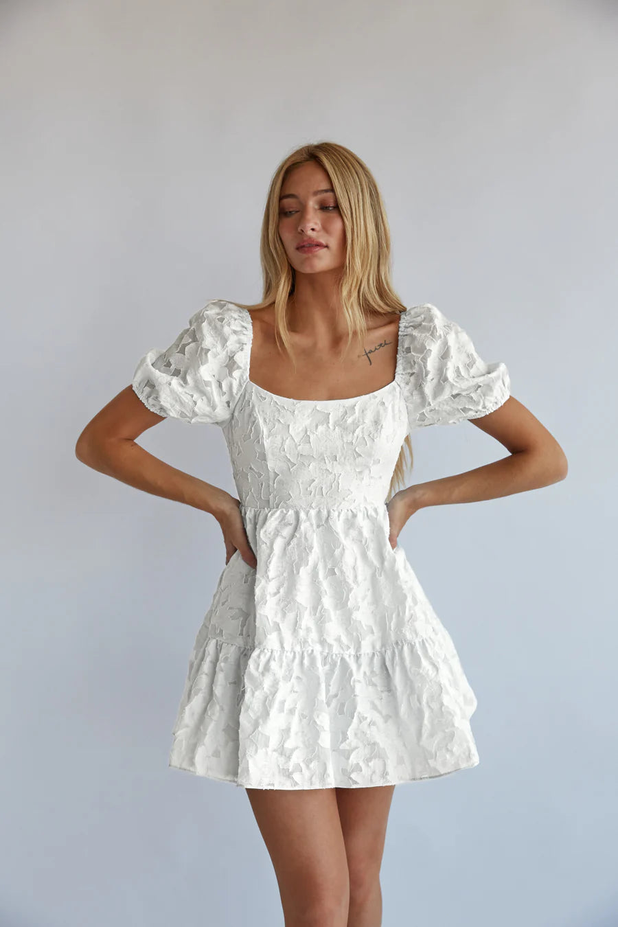 Whitley Tie Back Puff Sleeve Babydoll Mini Dress