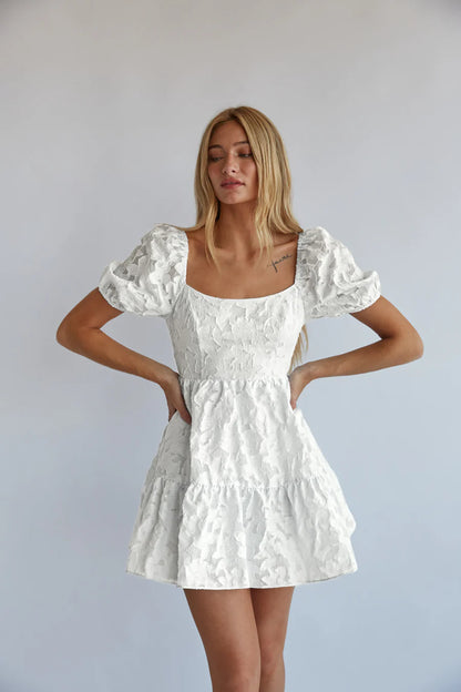 Whitley Tie Back Puff Sleeve Babydoll Mini Dress