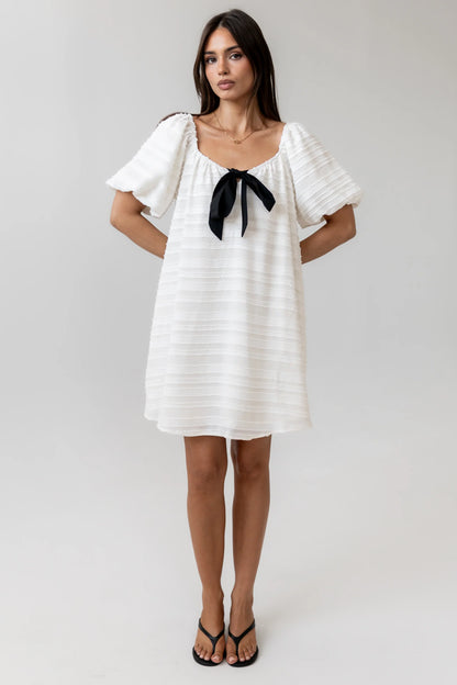 Minnie Textured Baby Doll Dress in Ivory FINAL SALE