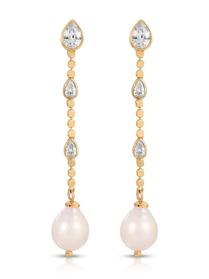 Droplet Crystal and Pearl Earring