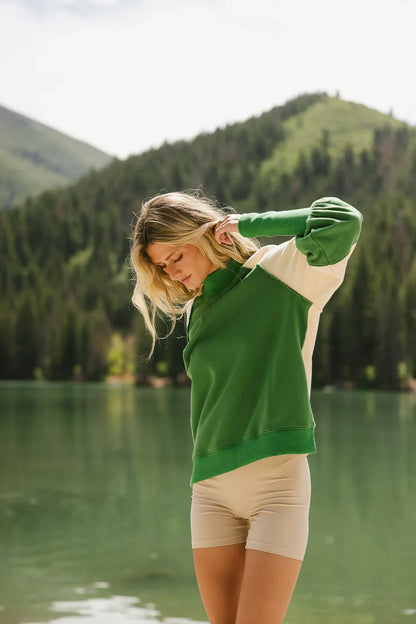 Drew Colorblock Sweatshirt in Green FINAL SALE