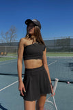 Mia Smoothing One Shoulder Crop Top in Black