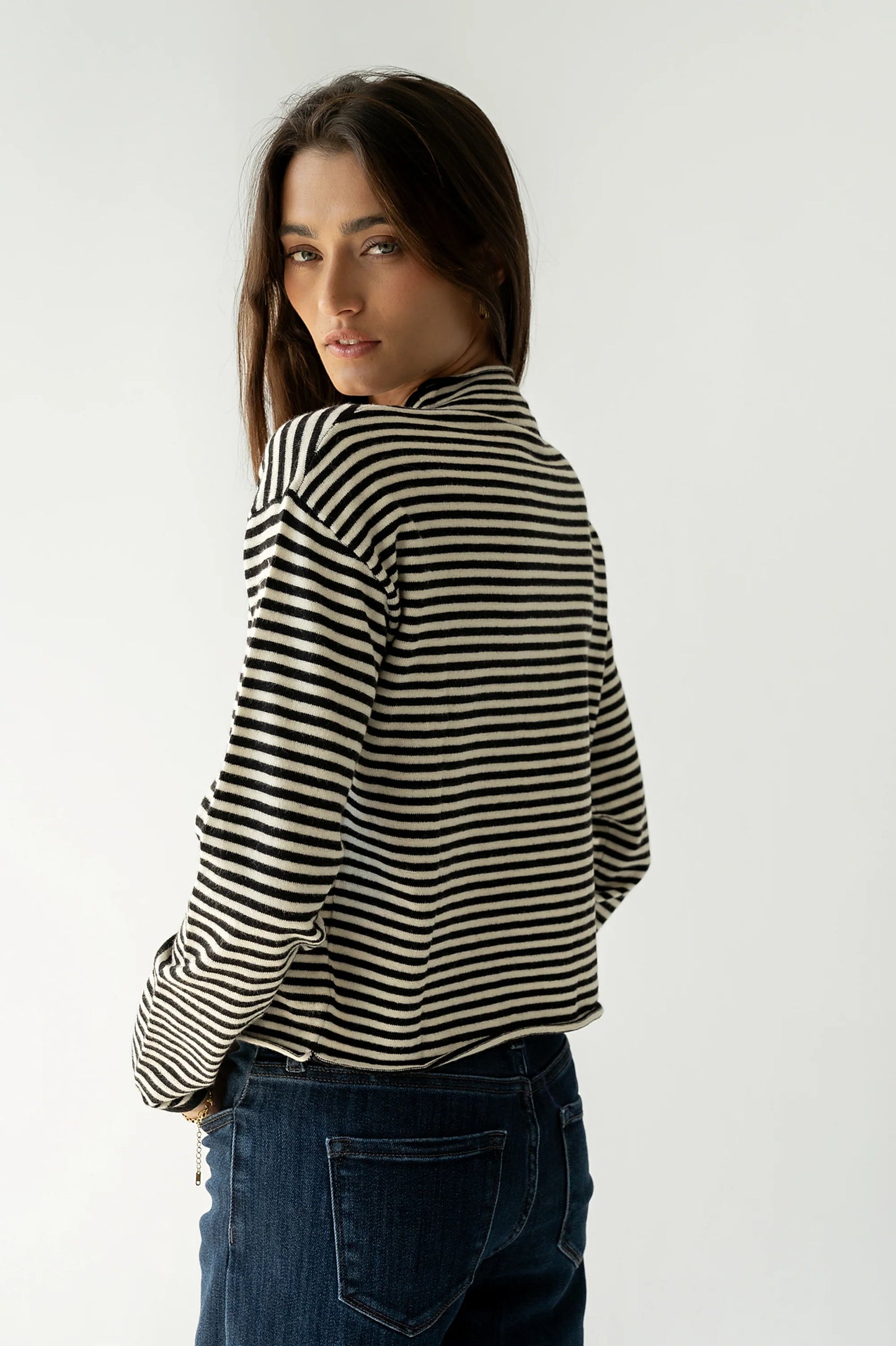 Julianne Striped Cardigan in Black