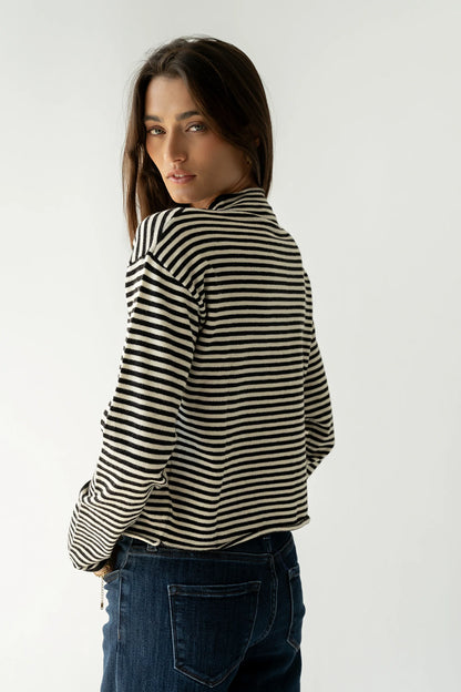 Julianne Striped Cardigan in Black