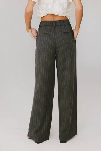 Reese Striped Slacks in Charcoal FINAL SALE