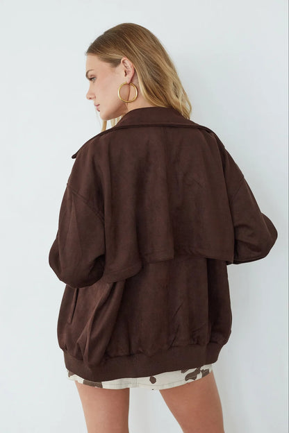 Cassie Suede Bomber Jacket